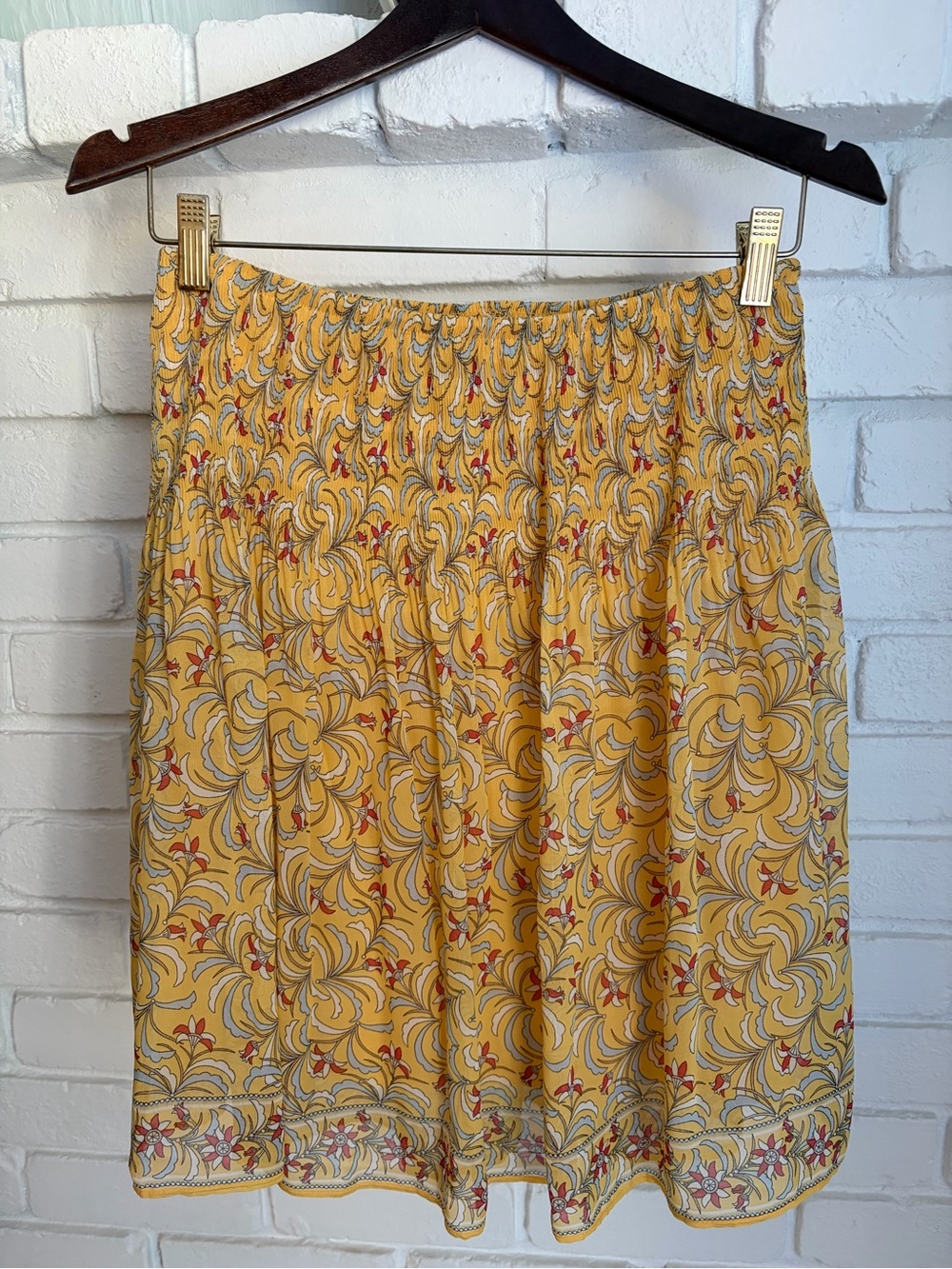 Max Studio Yellow Floral Elastic-Waist Skirt